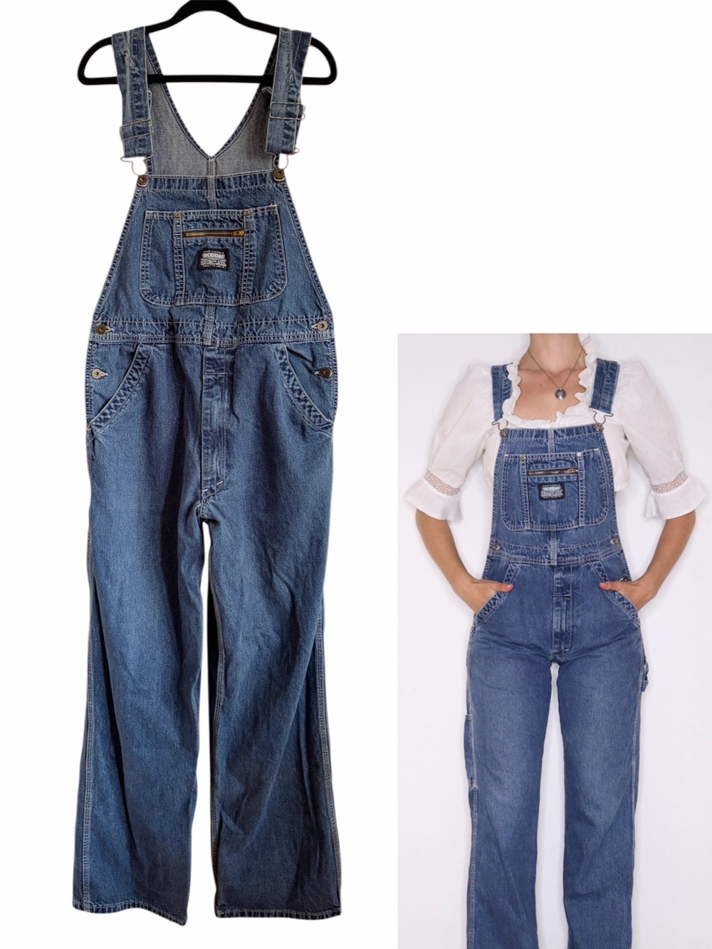 Vintage IKEDA Denim Blue Overalls 90s Jeans Classic Unisex M-L